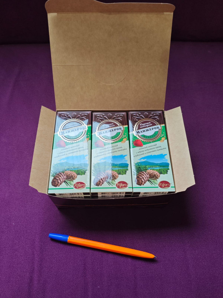   Риф и Ко Шоколадная плитка «Манжерок»(кедровые орехи, клубника, кунжут)  (блок 18шт по 55г)    в Костроме