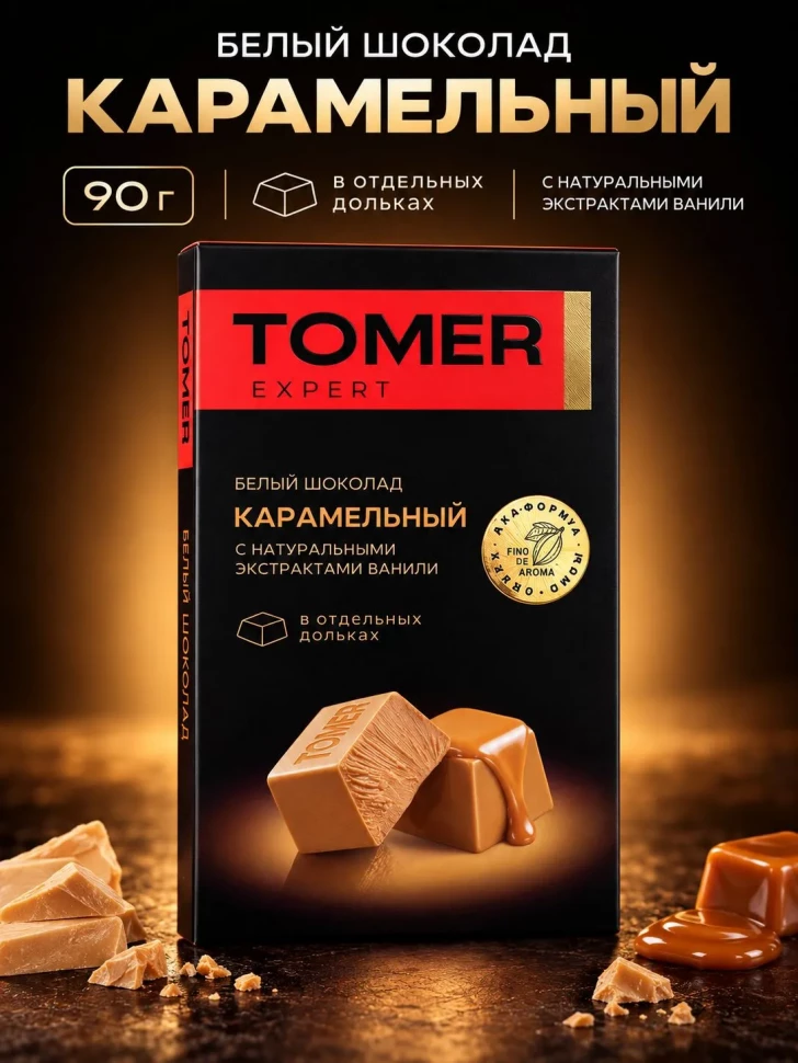  Фабрика Томер  Белый шоколад КАРАМЕЛЬНЫЙ, 90г  в Костроме
